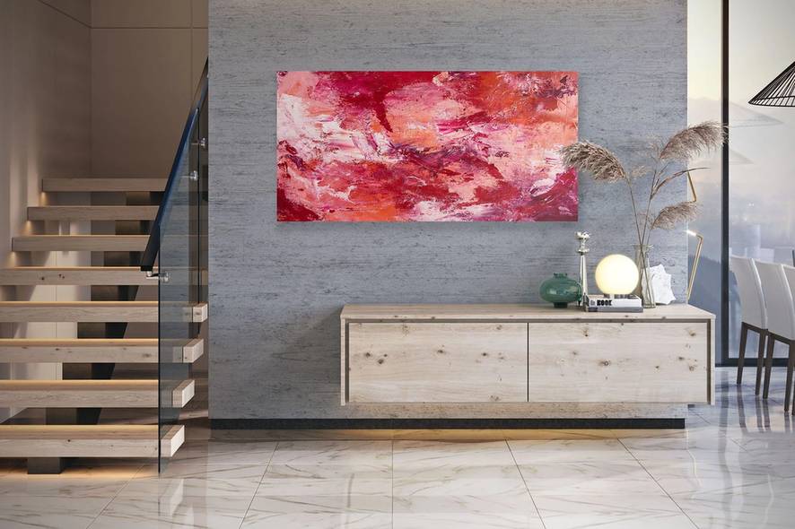 White Red Modern - original art for interior design